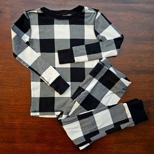 Old Navy Kid's Unisex Black & White Buffalo Checkered Tight Fit Pajamas S/6
